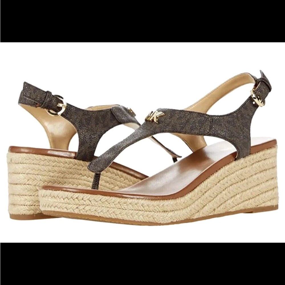 Michael Kors Val Signature Logo Thong Wedge Sandal